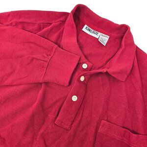 King Size 2XL Big Polo Shirt Long Sleeve‎ Maroon Cotton